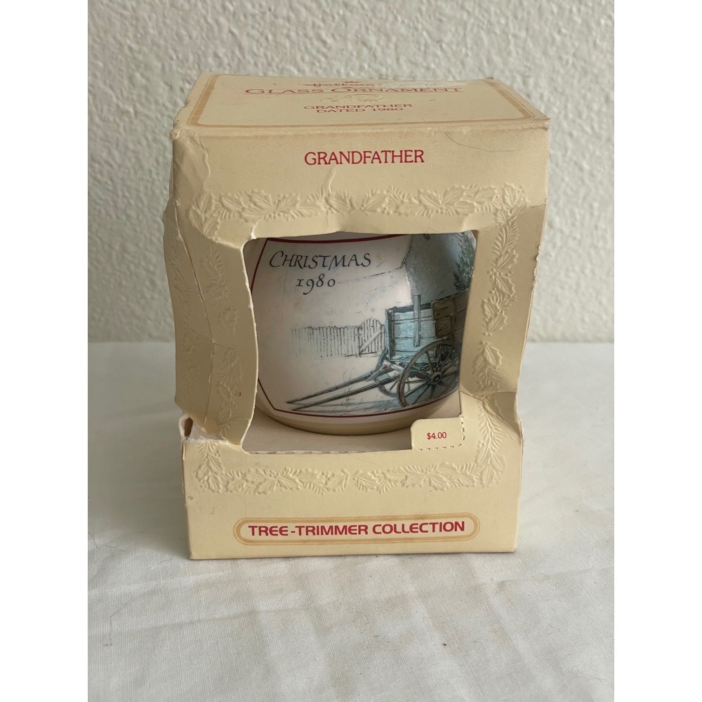 Hallmark VTG Glass Ornament Grandfather 1980 Cream Good Tree-Trimmer Collection - Picture 5 of 7